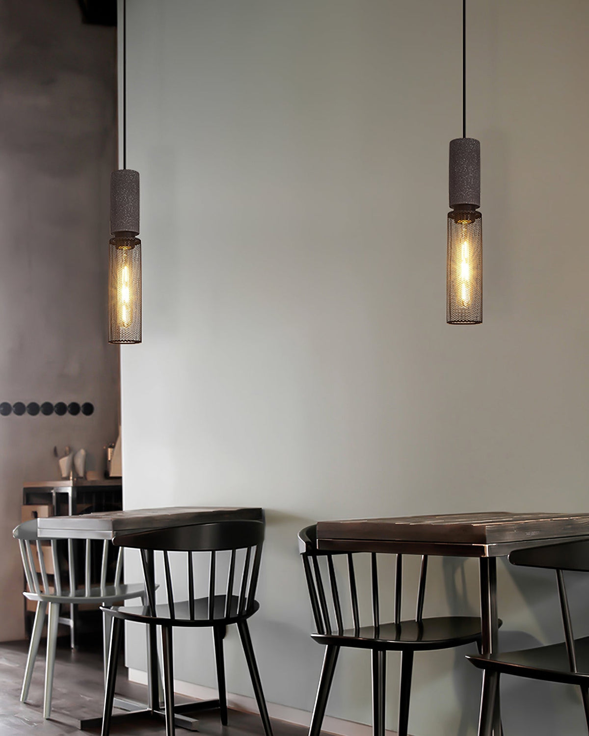 Concrete Pendant Light, Industrial Cement Ceiling Lamp, Black Grey, Kitchen