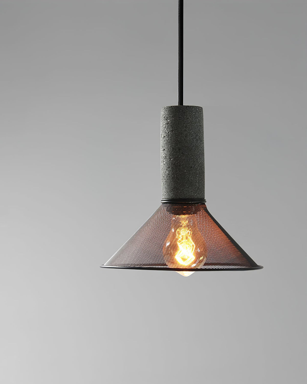 Concrete Pendant Light, Industrial Cement Ceiling Lamp, Black Grey, Kitchen