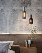 Concrete Pendant Light, Industrial Cement Ceiling Lamp, Black Grey, Kitchen