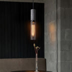 Concrete Pendant Light, Industrial Cement Ceiling Lamp, Black Grey, Kitchen