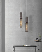 Concrete Pendant Light, Industrial Cement Ceiling Lamp, Black Grey, Kitchen