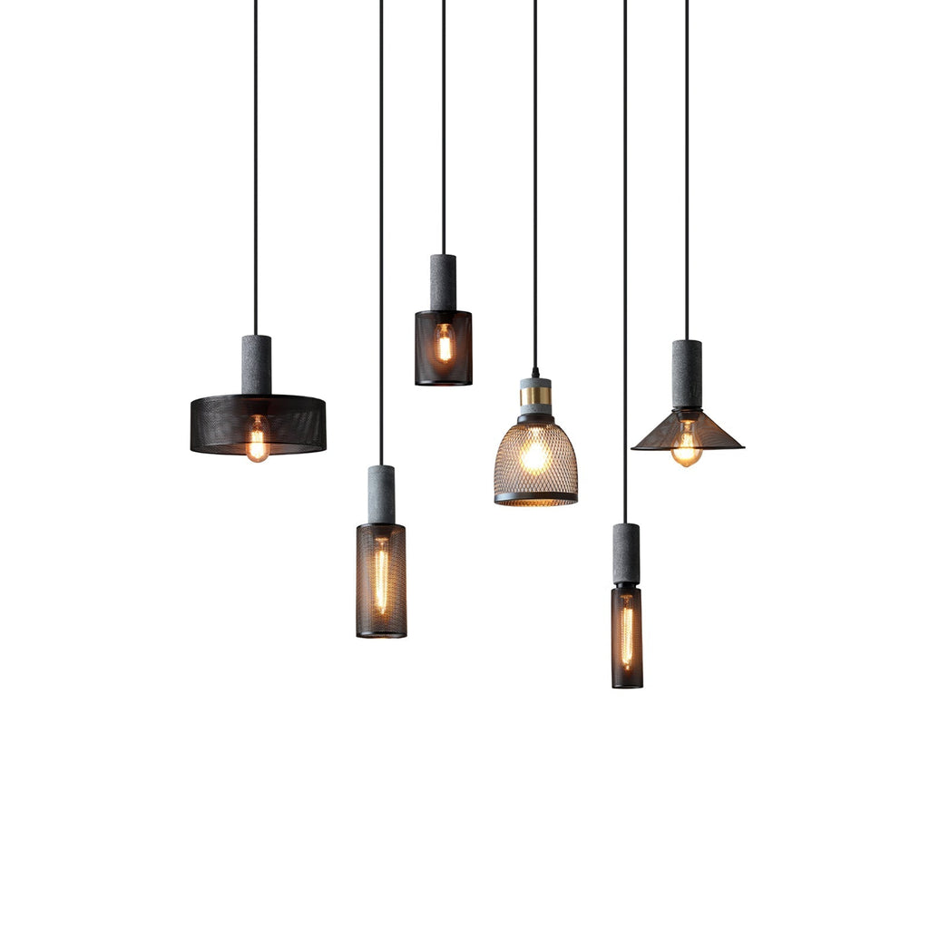 Concrete Pendant Light, Industrial Cement Ceiling Lamp, Black Grey, Kitchen