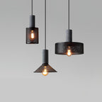 Concrete Pendant Light, Industrial Cement Ceiling Lamp, Black Grey, Kitchen