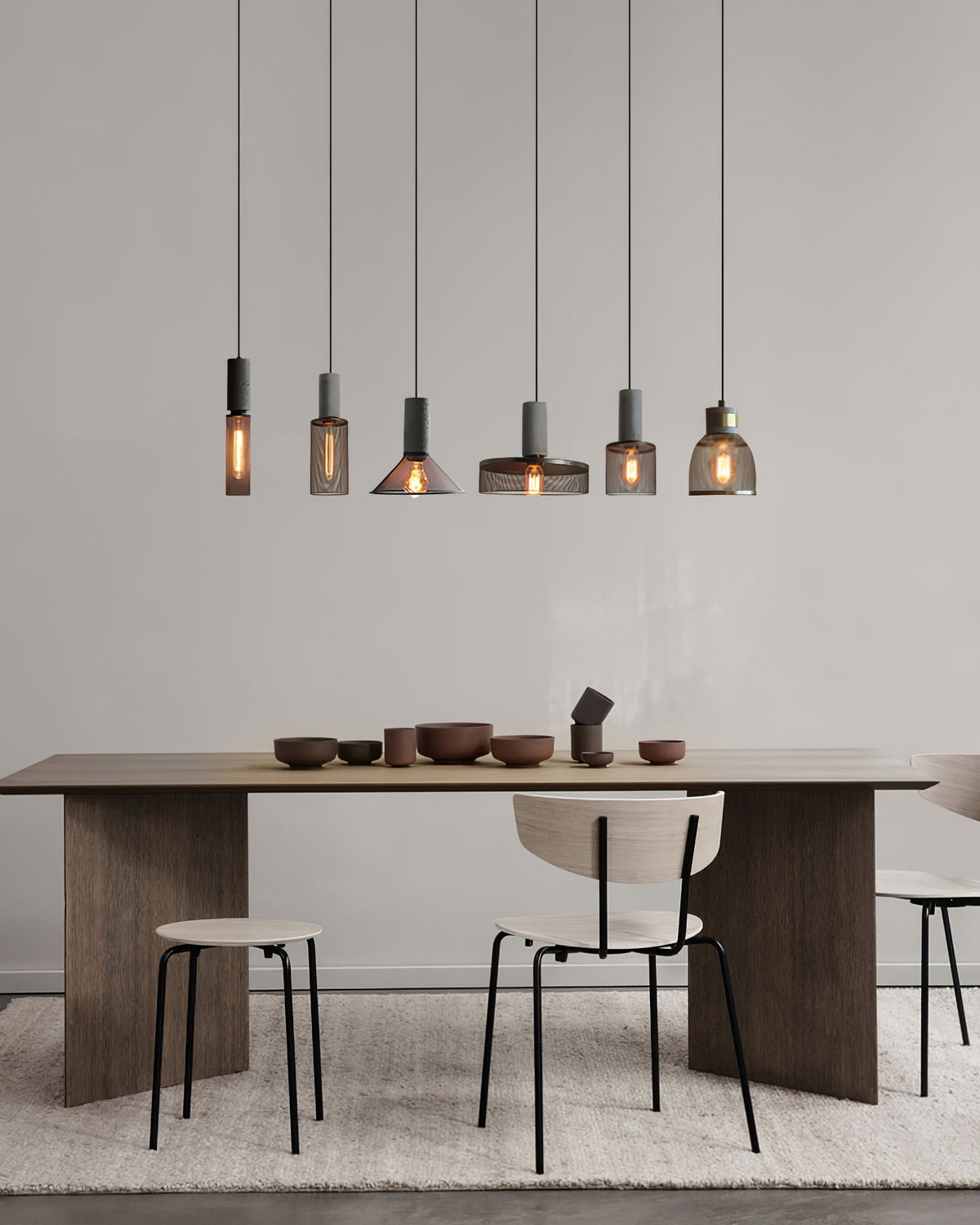 Concrete Pendant Light, Industrial Cement Ceiling Lamp, Black Grey, Kitchen