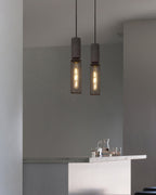 Concrete Pendant Light, Industrial Cement Ceiling Lamp, Black Grey, Kitchen