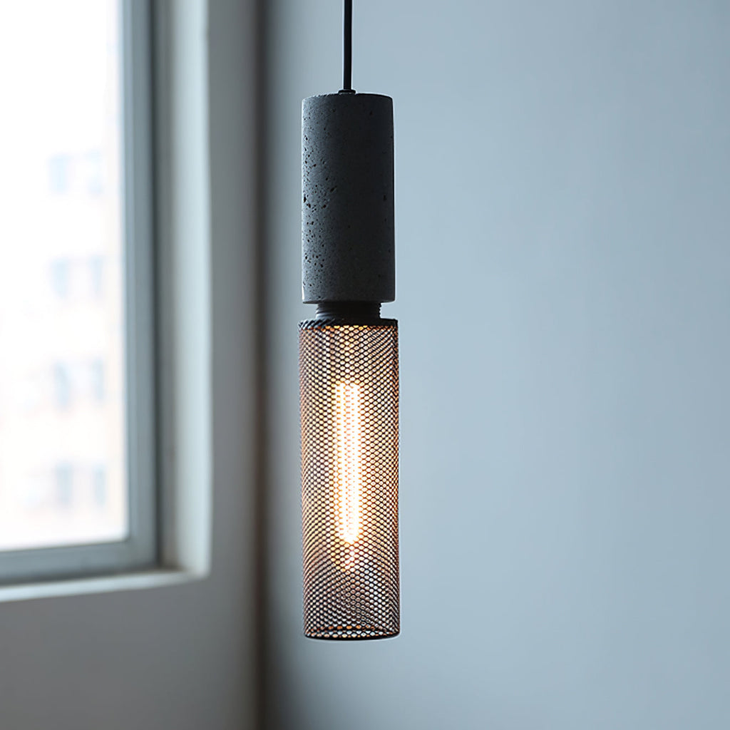 Concrete Pendant Light, Industrial Cement Ceiling Lamp, Black Grey, Kitchen