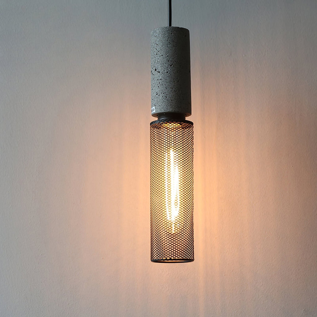 Concrete Pendant Light, Industrial Cement Ceiling Lamp, Black Grey, Kitchen