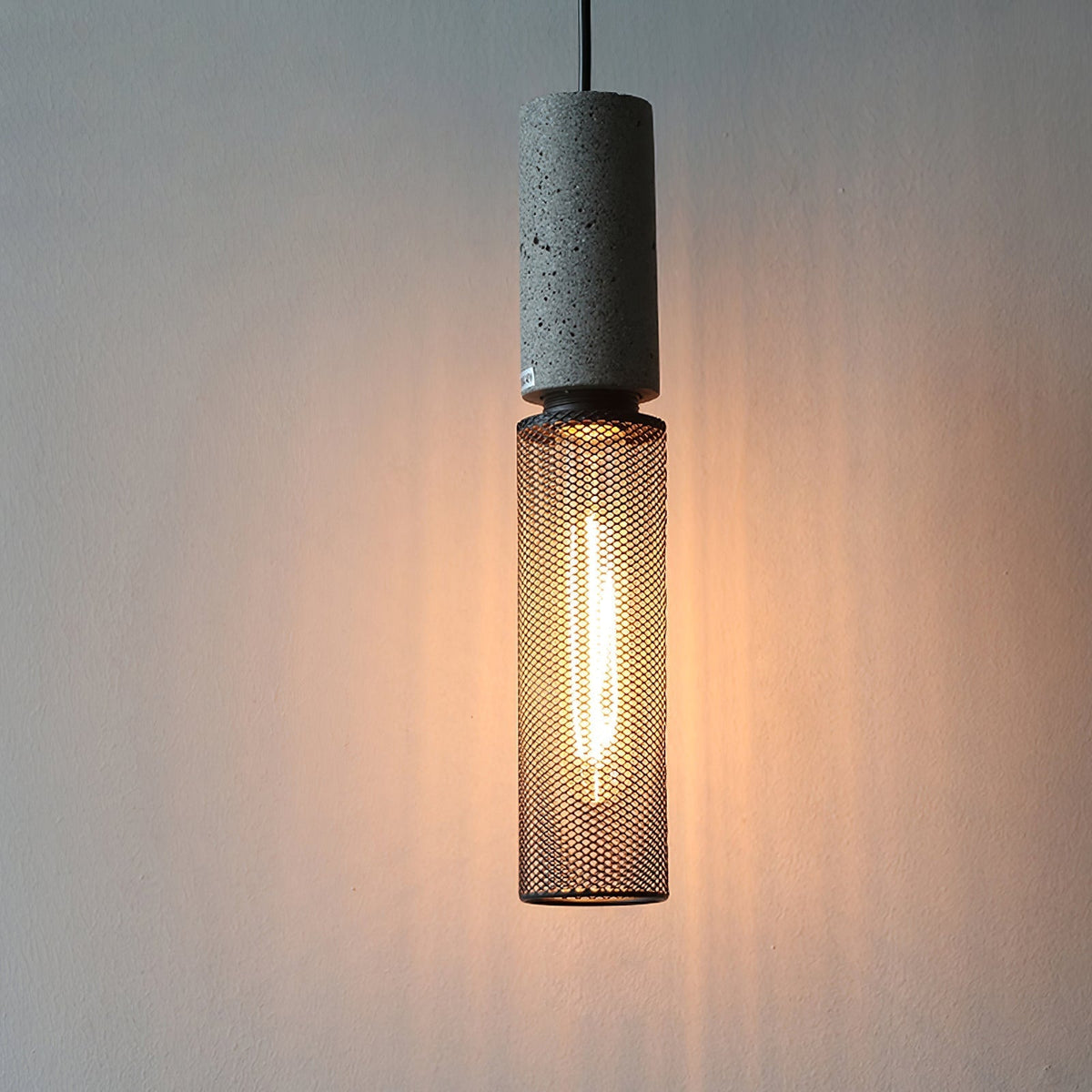 Concrete Pendant Light, Industrial Cement Ceiling Lamp, Black Grey, Kitchen