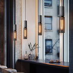 Concrete Pendant Light, Industrial Cement Ceiling Lamp, Black Grey, Kitchen