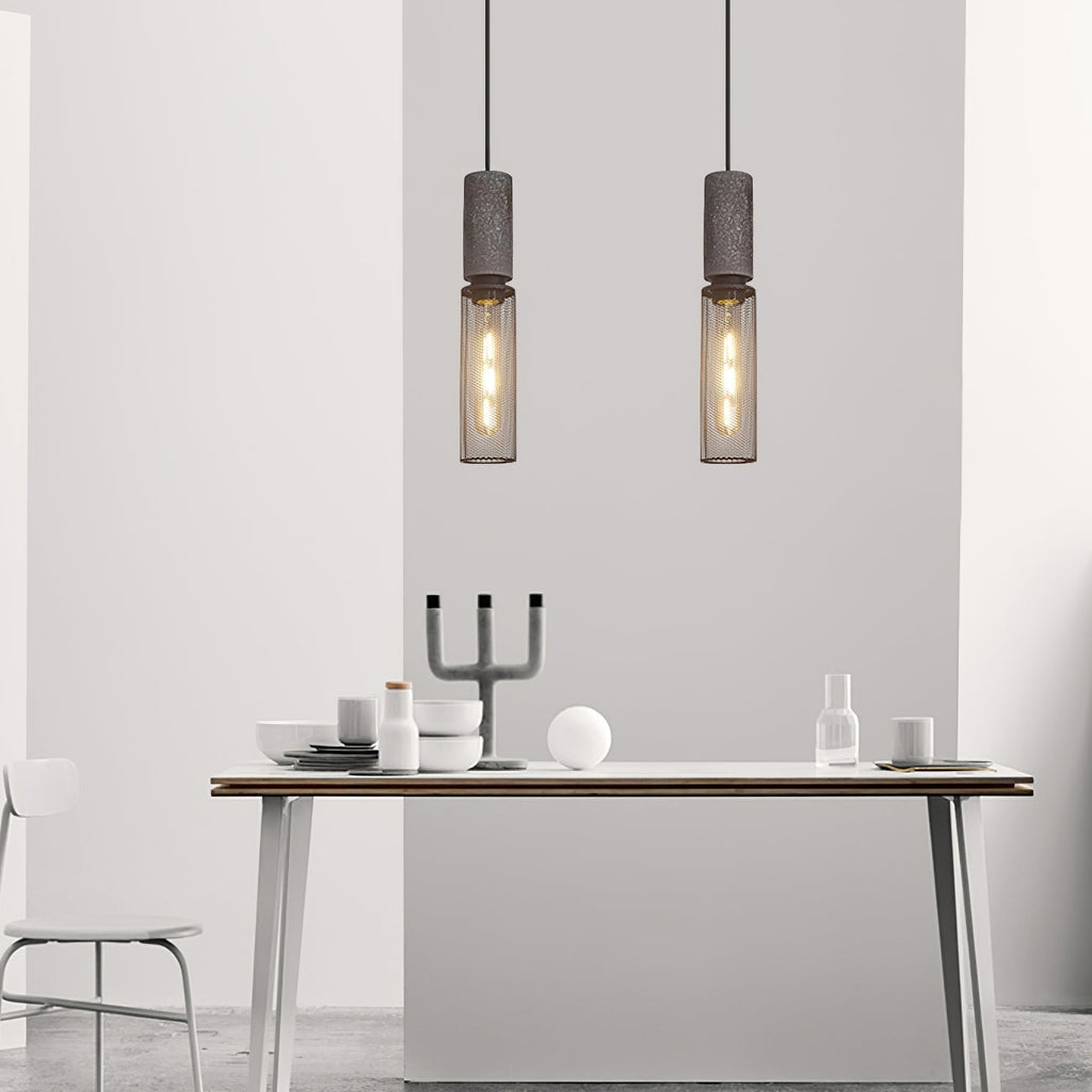 Concrete Pendant Light, Industrial Cement Ceiling Lamp, Black Grey, Kitchen