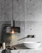 Concrete Pendant Light, Industrial Cement Ceiling Lamp, Black Grey, Kitchen