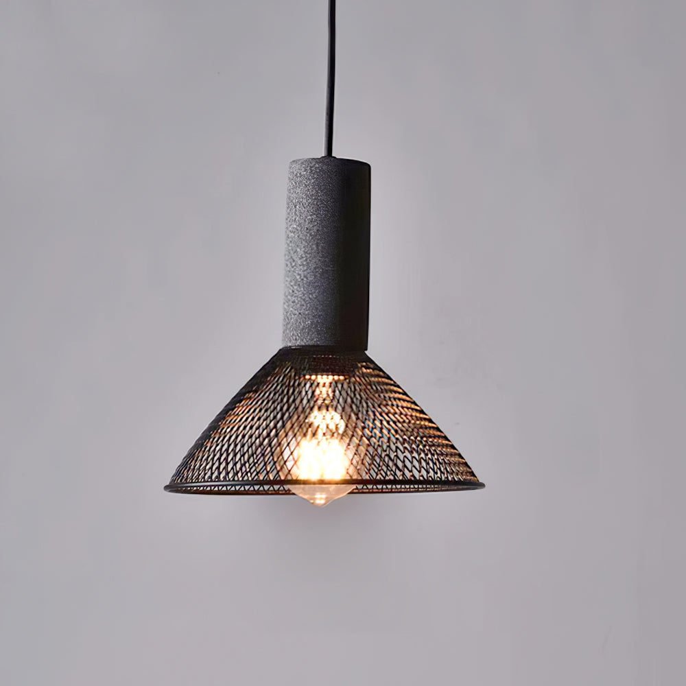 Concrete Pendant Light, Industrial Cement Ceiling Lamp, Black Grey, Kitchen