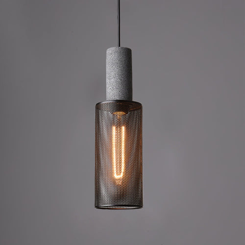 Concrete Pendant Light, Industrial Cement Ceiling Lamp, Black Grey, Kitchen