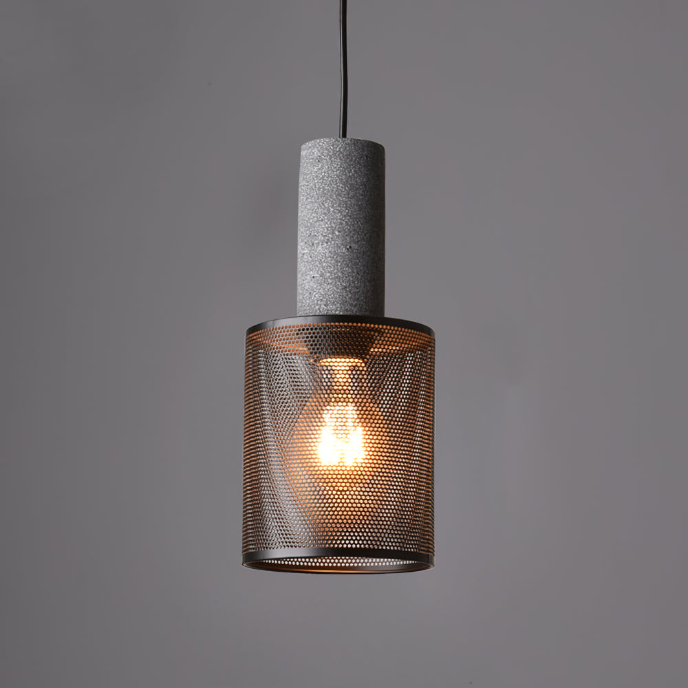 Concrete Pendant Light, Industrial Cement Ceiling Lamp, Black Grey, Kitchen
