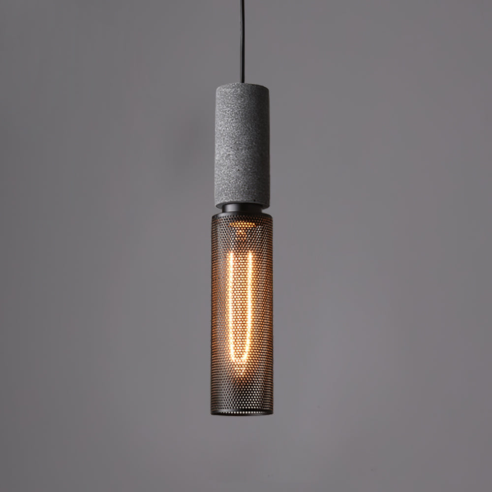 Concrete Pendant Light, Industrial Cement Ceiling Lamp, Black Grey, Kitchen
