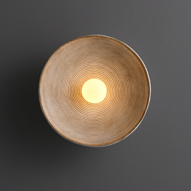 Japanese Wood Wall Sconce, Soft LED, Round Minimalist Light, Living Room