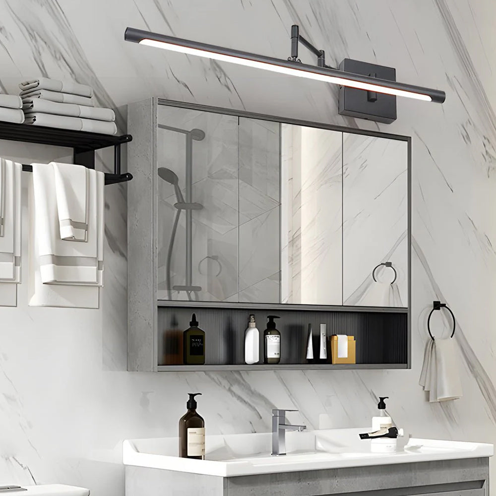 Swing Arm LED Vanity Light, Matte Black, Adjustable, Bathroom Mirror