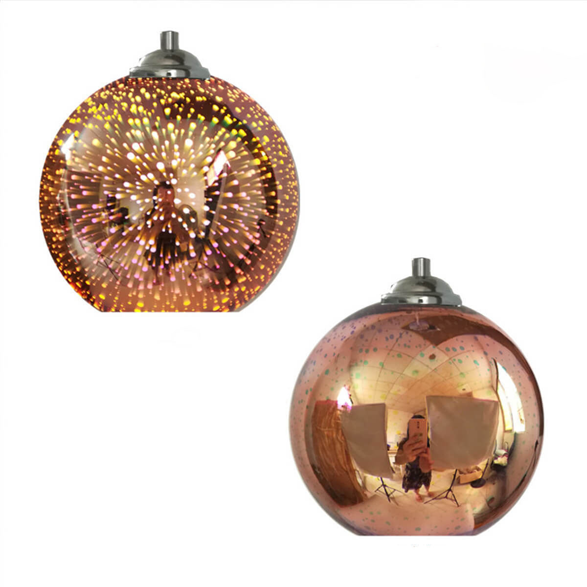 3D Fireworks Glass Pendant Light, Colorful LED, Adjustable Chain, Kitchen