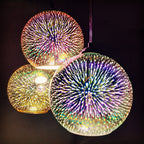 3D Fireworks Glass Pendant Light, Colorful LED, Adjustable Chain, Kitchen