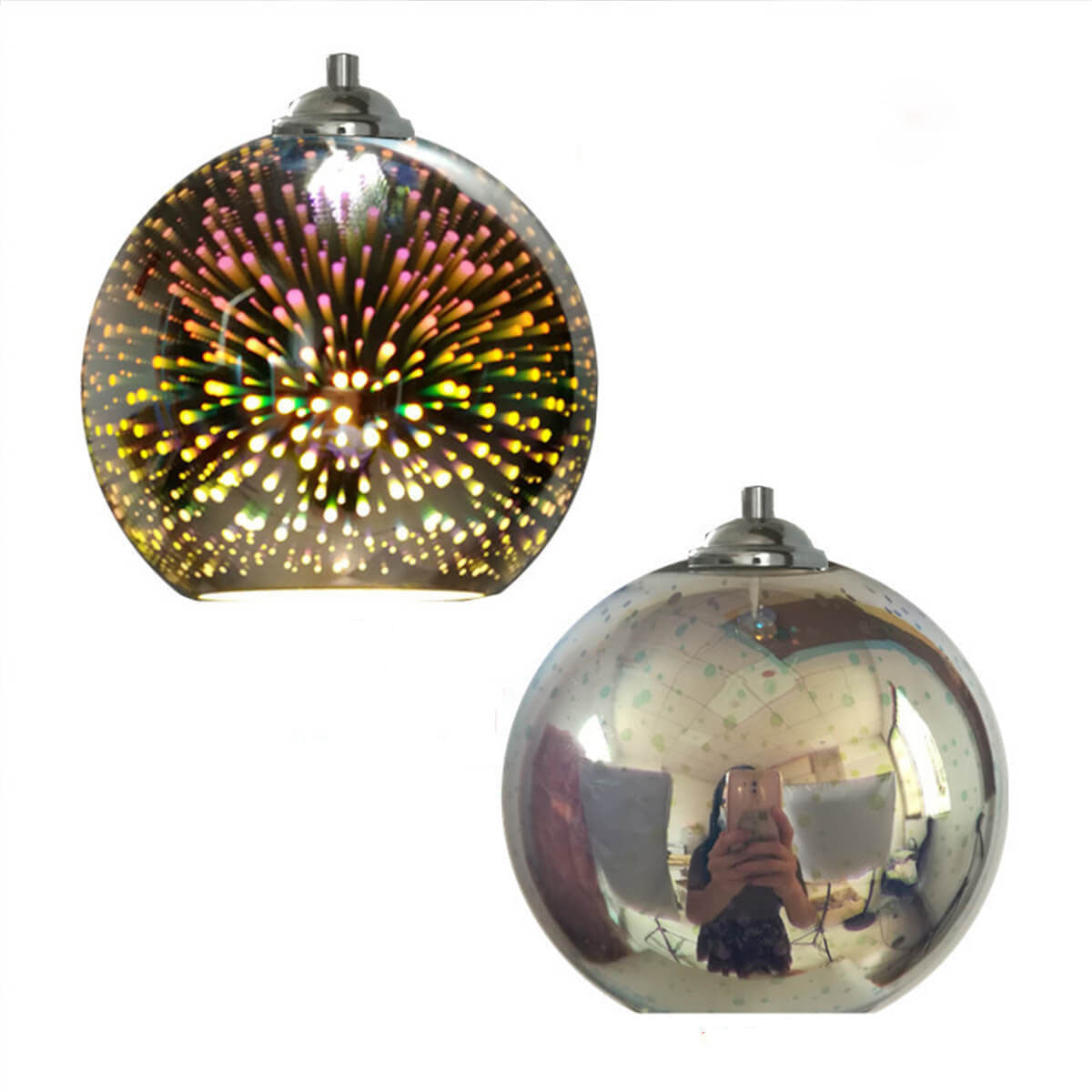 3D Fireworks Glass Pendant Light, Colorful LED, Adjustable Chain, Kitchen