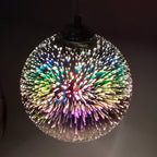 3D Fireworks Glass Pendant Light, Colorful LED, Adjustable Chain, Kitchen