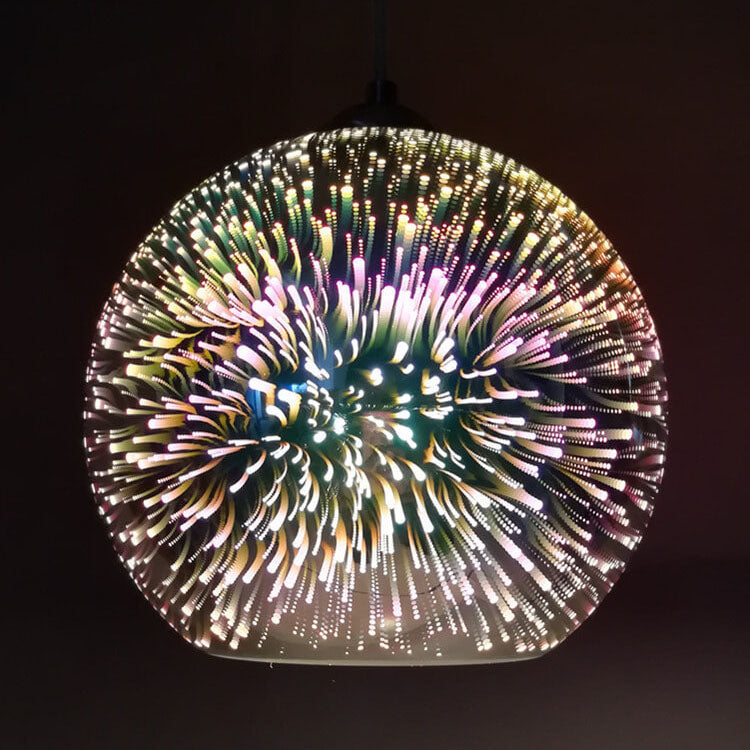 3D Fireworks Glass Pendant Light, Colorful LED, Adjustable Chain, Kitchen
