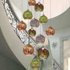 3D Fireworks Glass Pendant Light, Colorful LED, Adjustable Chain, Kitchen