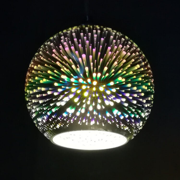 3D Fireworks Glass Pendant Light, Colorful LED, Adjustable Chain, Kitchen