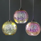 3D Fireworks Glass Pendant Light, Colorful LED, Adjustable Chain, Kitchen