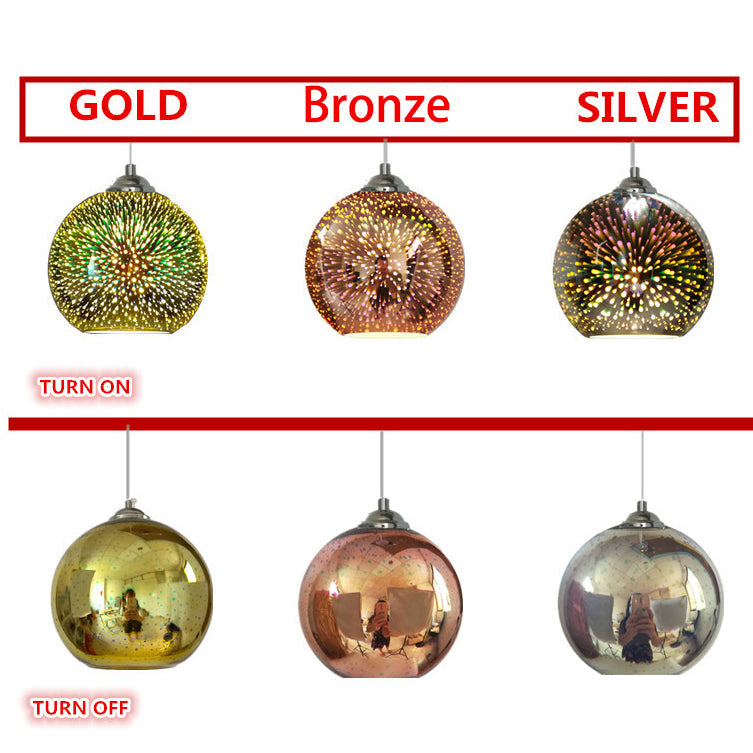 3D Fireworks Glass Pendant Light, Colorful LED, Adjustable Chain, Kitchen
