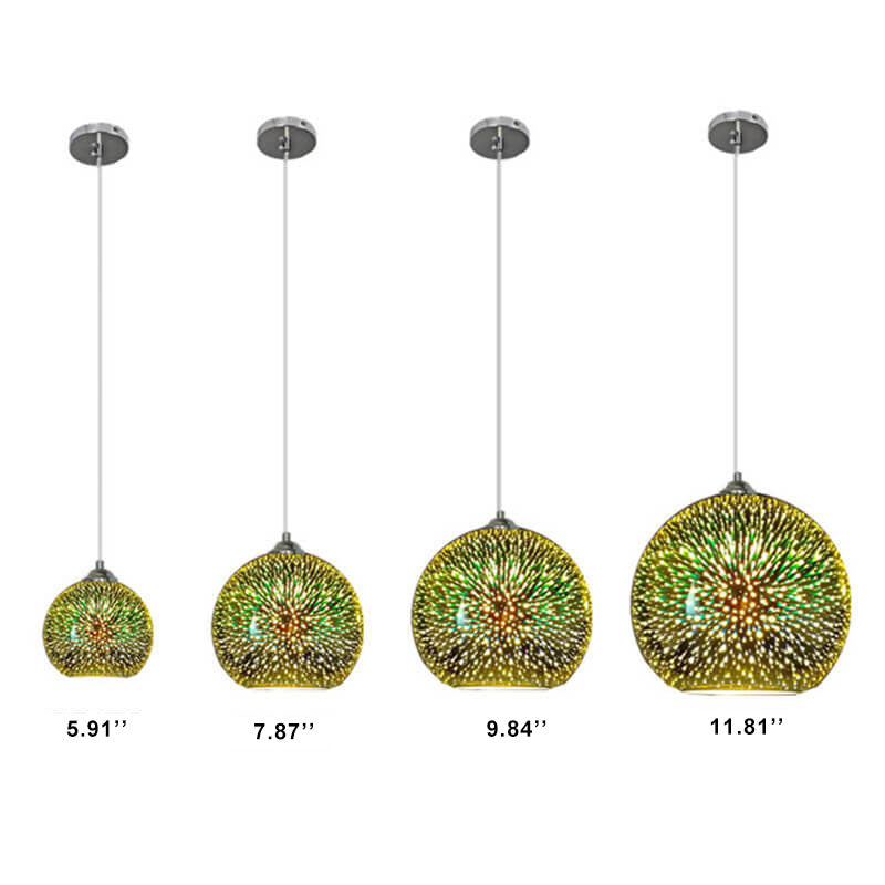 3D Fireworks Glass Pendant Light, Colorful LED, Adjustable Chain, Kitchen