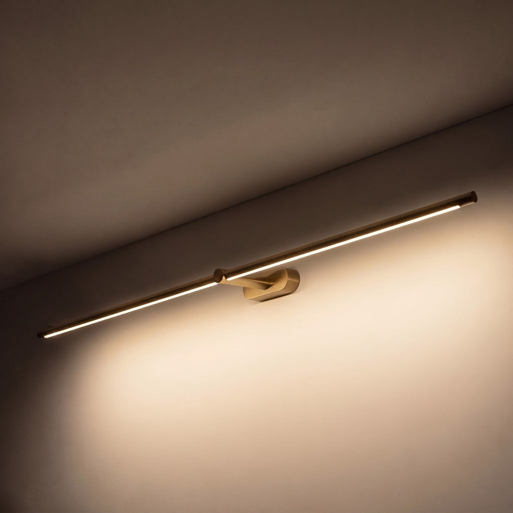 Linear Wall Sconce, Adjustable LED, Gold Black, Dimmable, Modern Bathroom