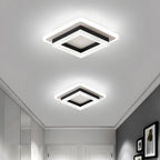 Square Flush Mount Ceiling Light, Adjustable Brightness LED, Black Gold, Modern