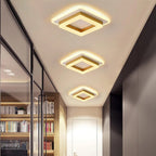 Square Flush Mount Ceiling Light, Adjustable Brightness LED, Black Gold, Modern