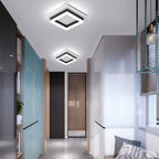Square Flush Mount Ceiling Light, Adjustable Brightness LED, Black Gold, Modern