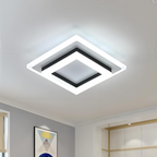 Square Flush Mount Ceiling Light, Adjustable Brightness LED, Black Gold, Modern