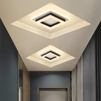 Square Flush Mount Ceiling Light, Adjustable Brightness LED, Black Gold, Modern