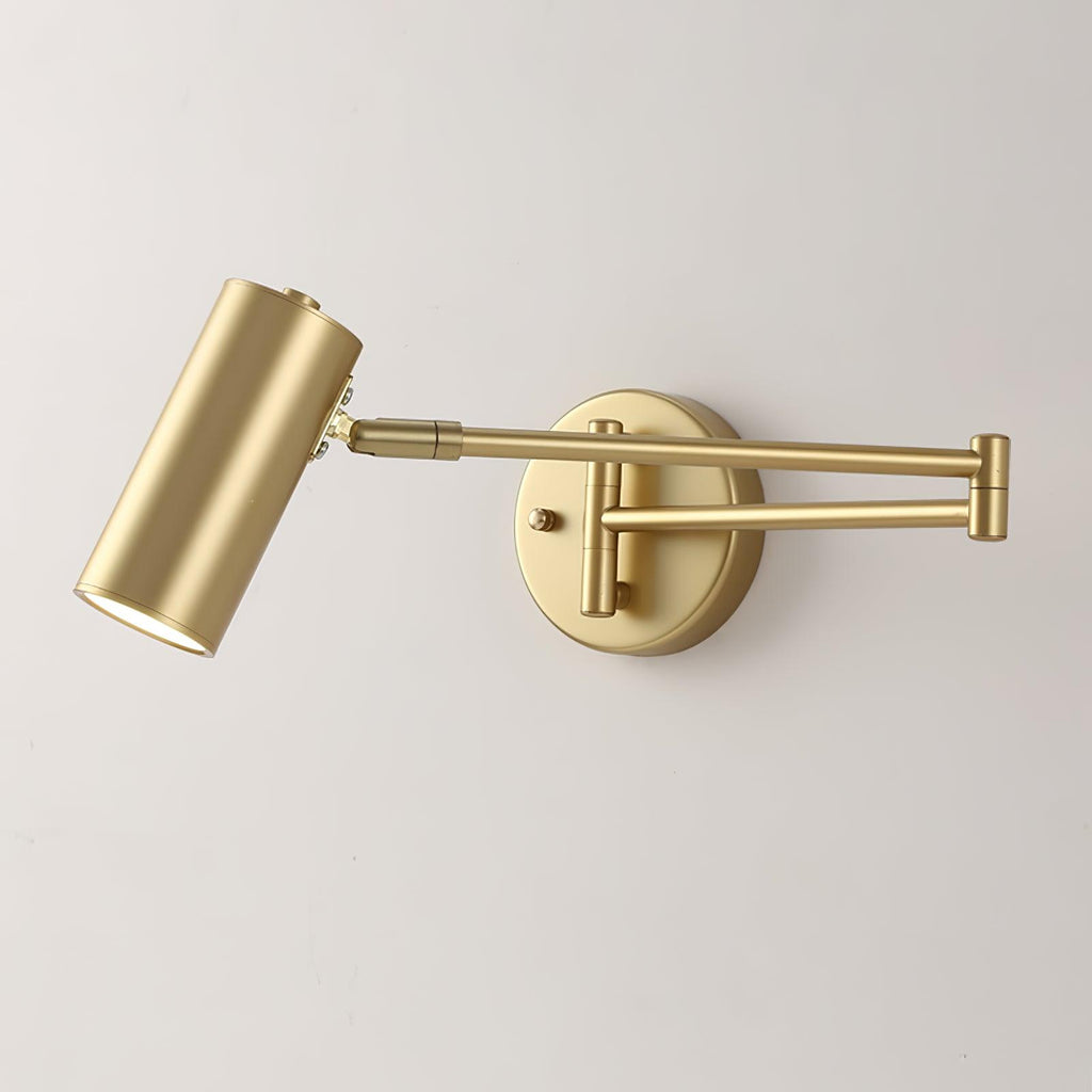 Swing Arm Wall Sconce, Adjustable Iron LED, Gold Black, Reading Bedside Light