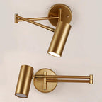 Swing Arm Wall Sconce, Adjustable Iron LED, Gold Black, Reading Bedside Light