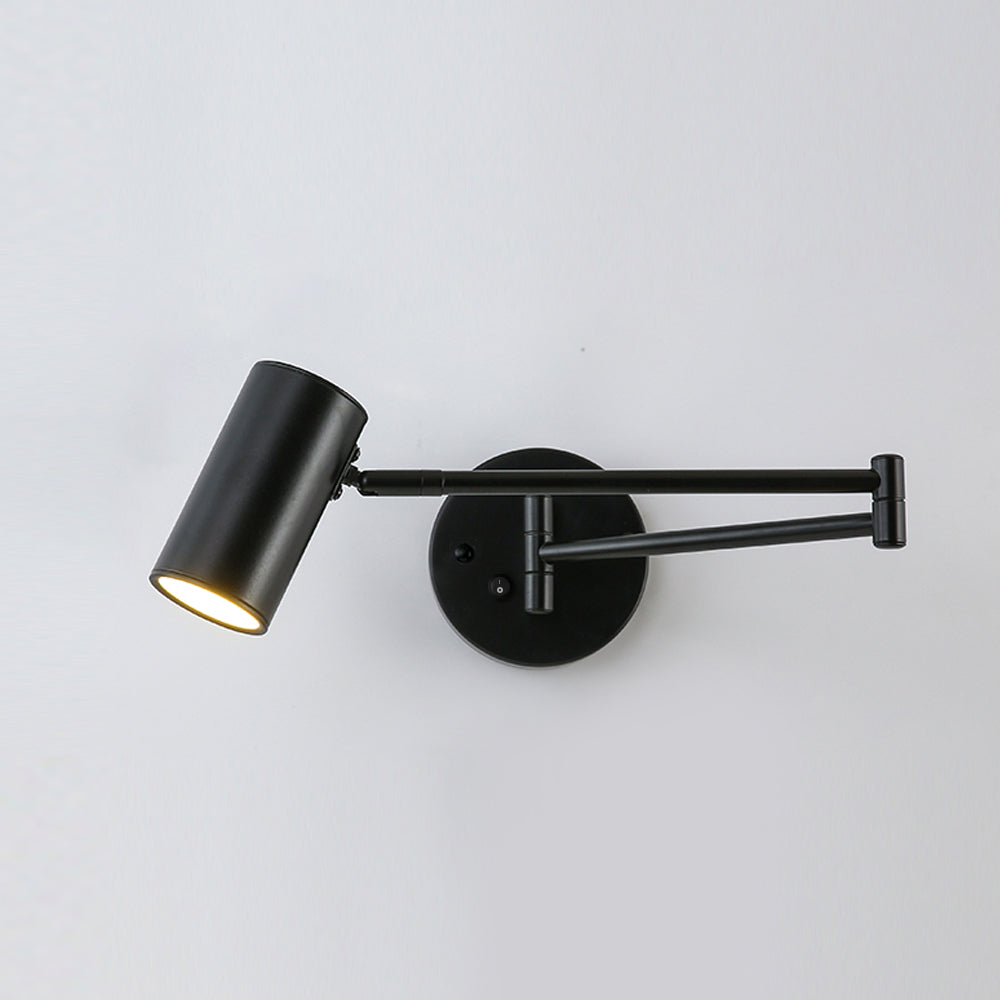 Swing Arm Wall Sconce, Adjustable Iron LED, Gold Black, Reading Bedside Light