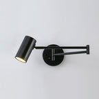 Swing Arm Wall Sconce, Adjustable Iron LED, Gold Black, Reading Bedside Light