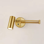 Swing Arm Wall Sconce, Adjustable Iron LED, Gold Black, Reading Bedside Light