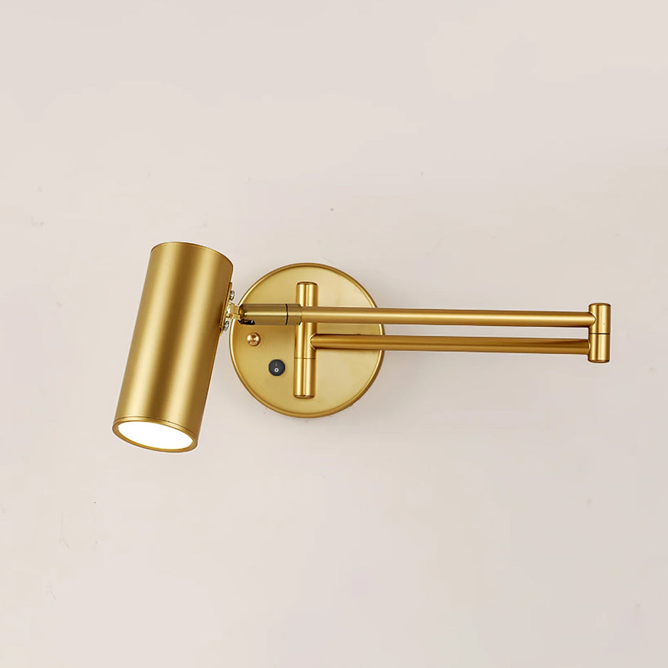 Swing Arm Wall Sconce, Adjustable Iron LED, Gold Black, Reading Bedside Light