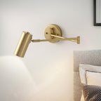 Swing Arm Wall Sconce, Adjustable Iron LED, Gold Black, Reading Bedside Light