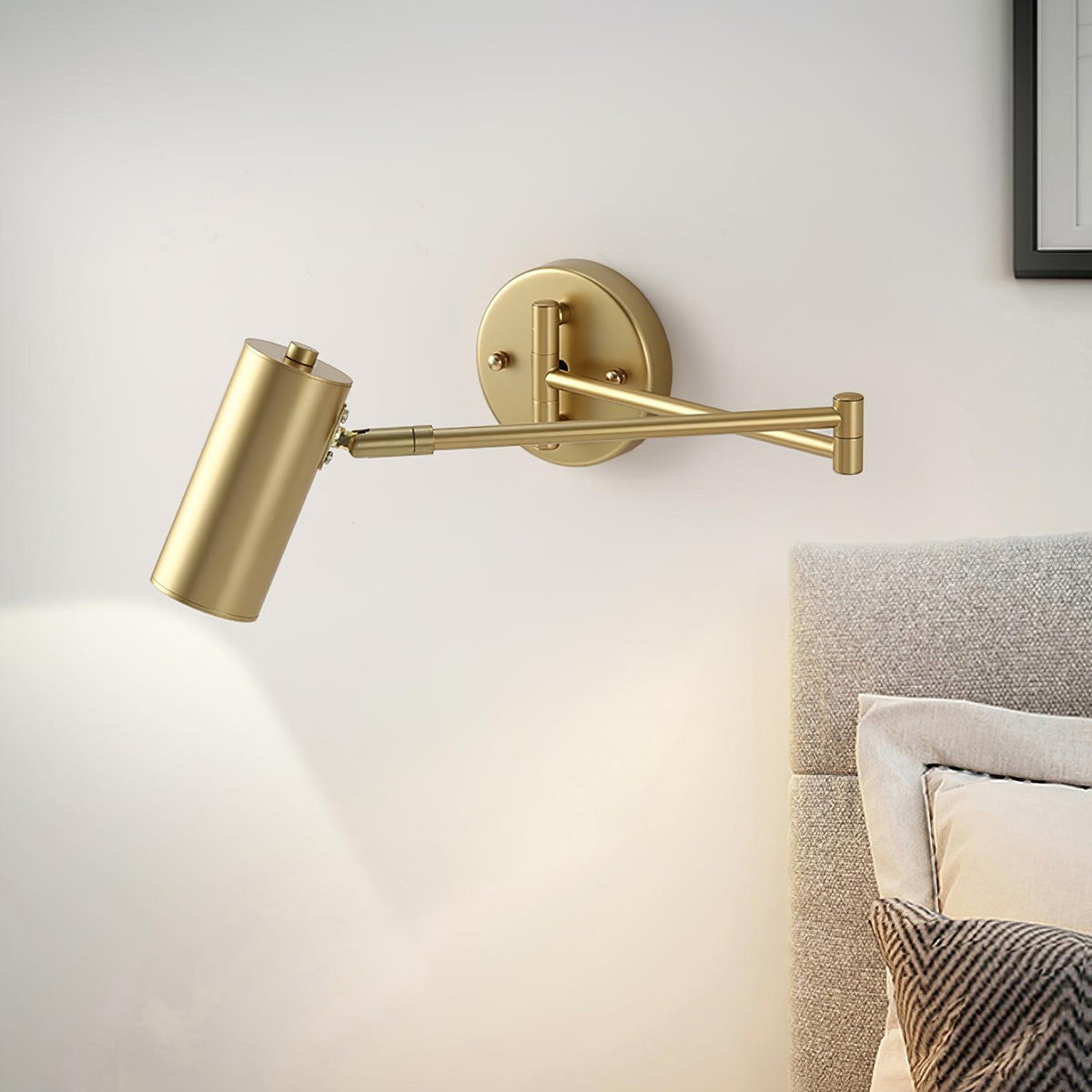 Swing Arm Wall Sconce, Adjustable Iron LED, Gold Black, Reading Bedside Light
