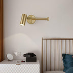 Swing Arm Wall Sconce, Adjustable Iron LED, Gold Black, Reading Bedside Light