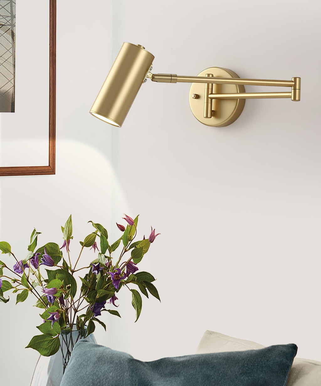 Swing Arm Wall Sconce, Adjustable Iron LED, Gold Black, Reading Bedside Light