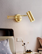 Swing Arm Wall Sconce, Adjustable Iron LED, Gold Black, Reading Bedside Light