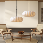 Silk Pendant Light, Minimalist Drum Shade, Adjustable Height, Kitchen Dining