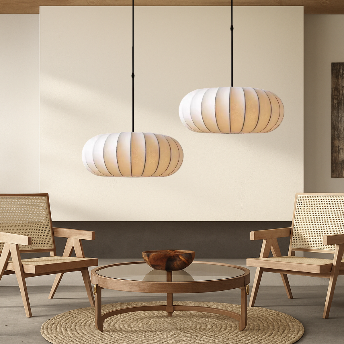 Silk Pendant Light, Minimalist Drum Shade, Adjustable Height, Kitchen Dining